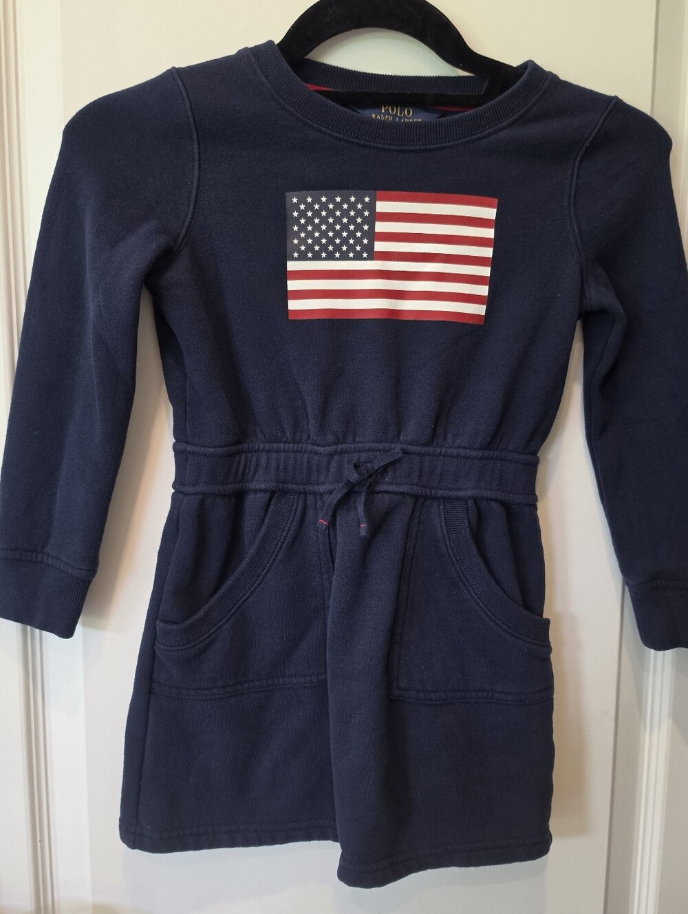 Polo Ralph Lauren Girls Fleece Blue Dress Flag Size Small 5